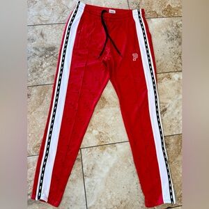 PINK Victoria's Secret Red Track Joggers with White Side Stripes